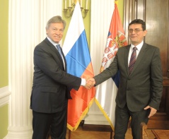 15 June 2015 National Assembly Deputy Speaker Veroljub Arsic in meeting with the Chairman of the International Affairs Committee of the State Duma of the Federal Assembly of the Russian Federation Alexey Pushkov